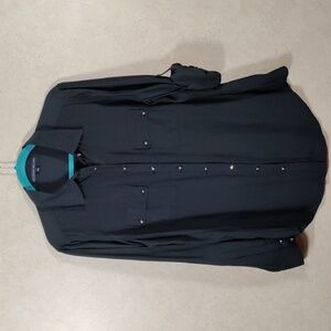 01101 Antonio Melani black long or tabbed sleeve blouse L